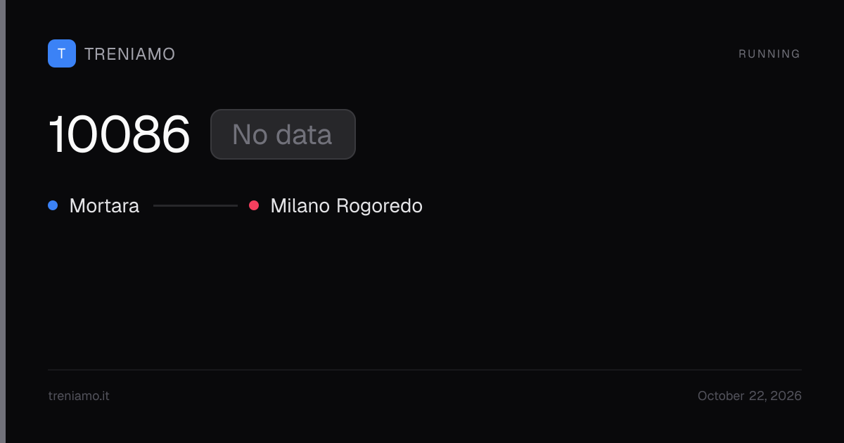 Regionale 10086 today: schedule, delay, stops live | Treniamo