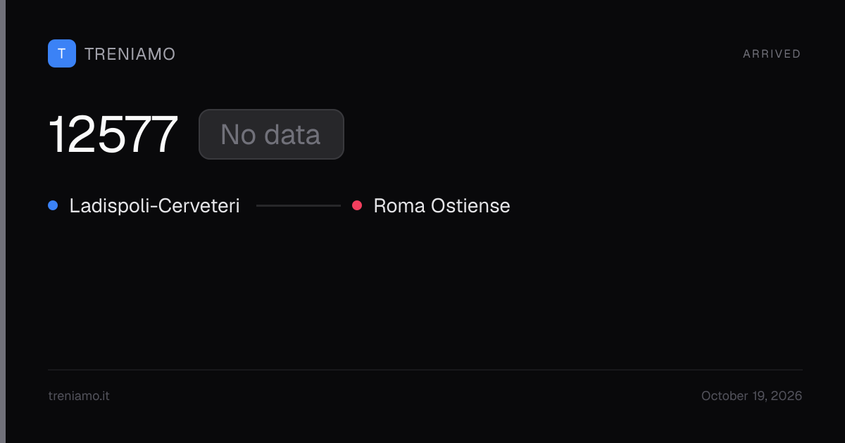 Regionale 12577 today: schedule, delay, stops live | Treniamo