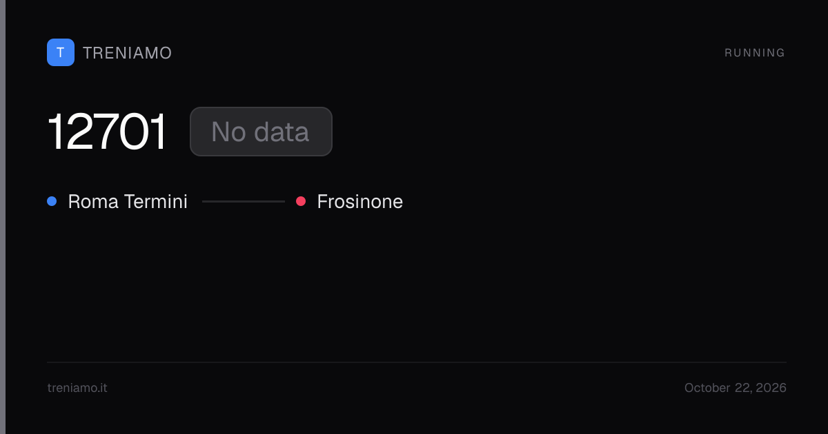 Regionale 12701 today: schedule, delay, stops live | Treniamo