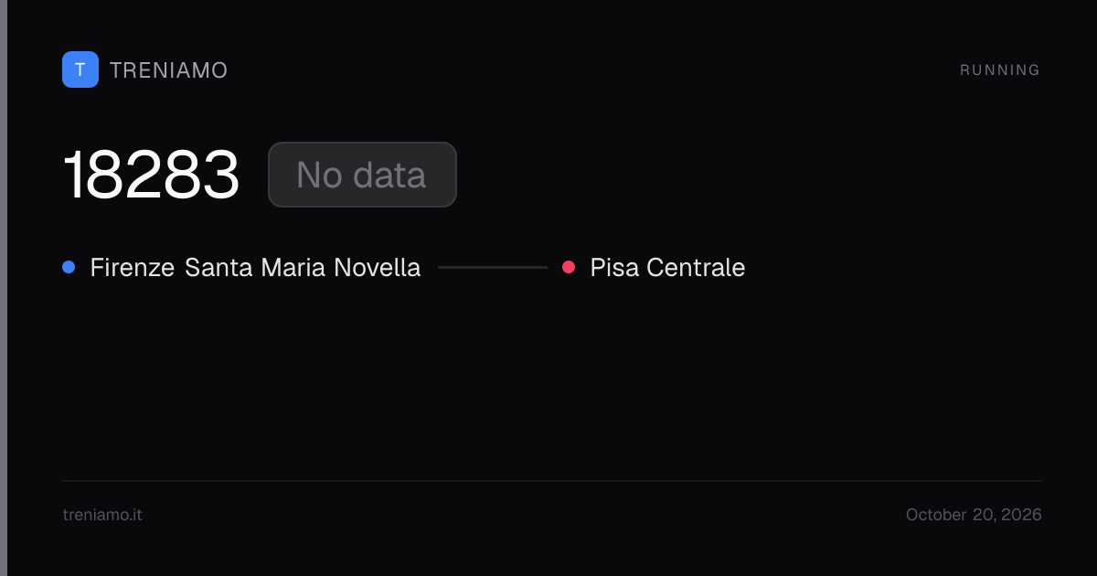 Regionale 18283 today: schedule, delay, stops live | Treniamo
