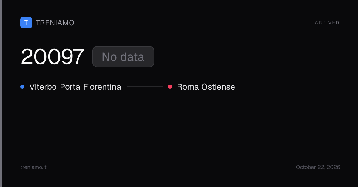 Train 20097 Real-Time - Status & Delays | Treniamo