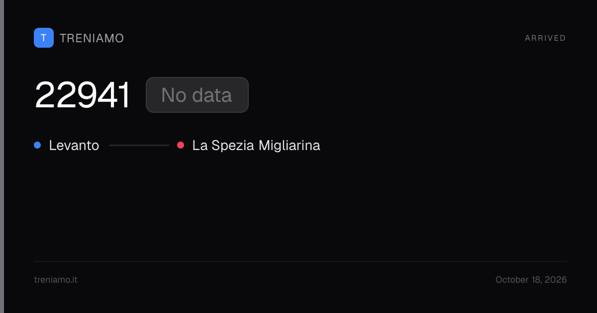 Regionale 22941 today: schedule, delay, stops live | Treniamo