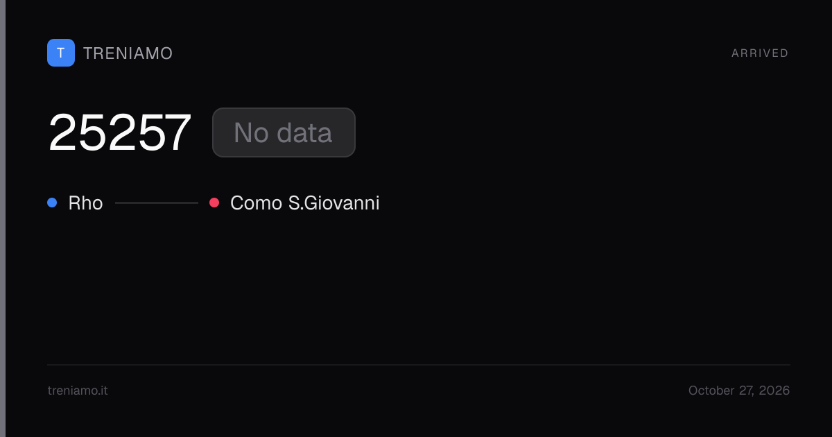 Regionale 25257 today: schedule, delay, stops live | Treniamo