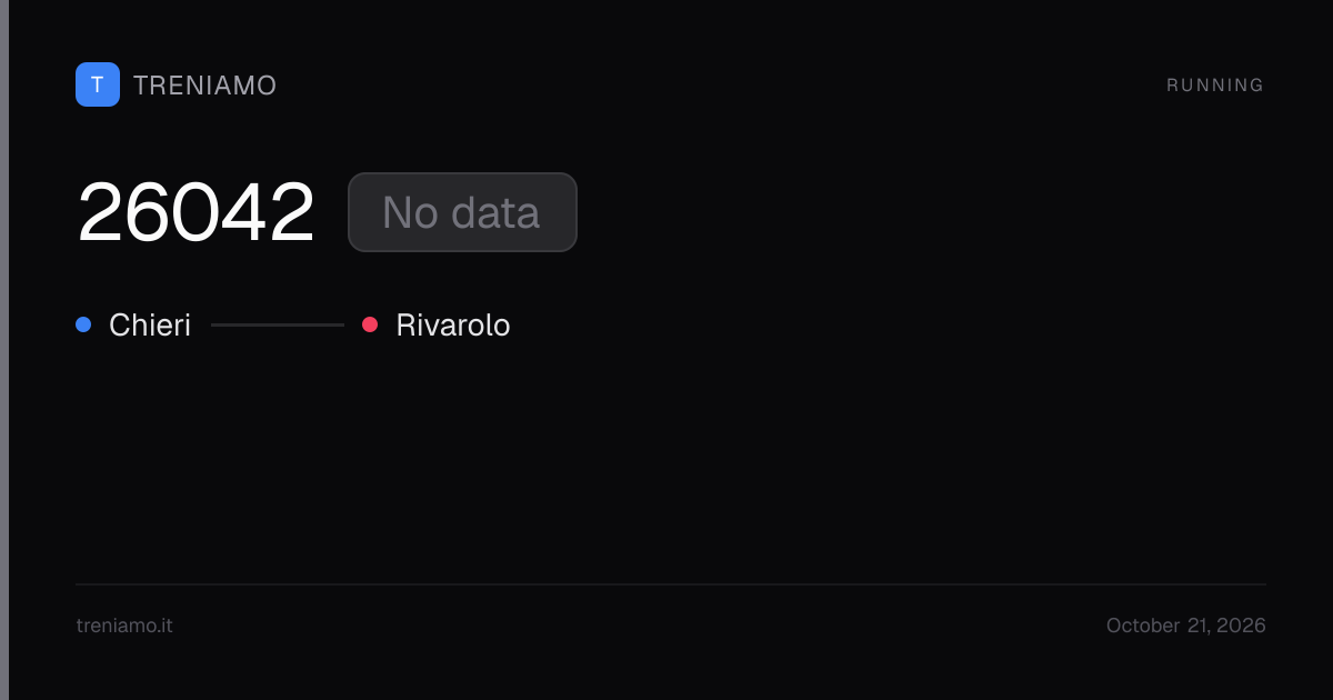 REG 26042 today: schedule, delay, stops live | Treniamo