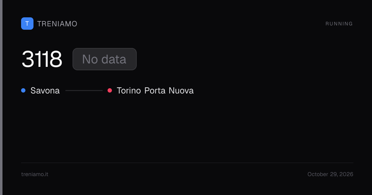 Regionale 3118 today: schedule, delay, stops live | Treniamo