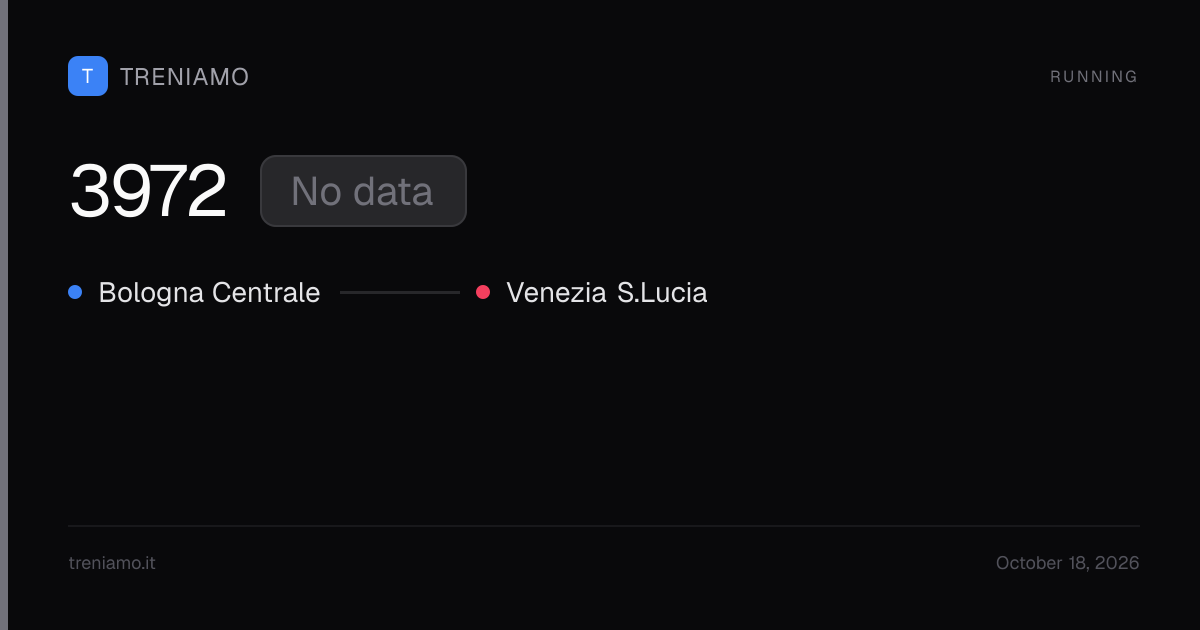 Regionale 3972 today: schedule, delay, stops live | Treniamo