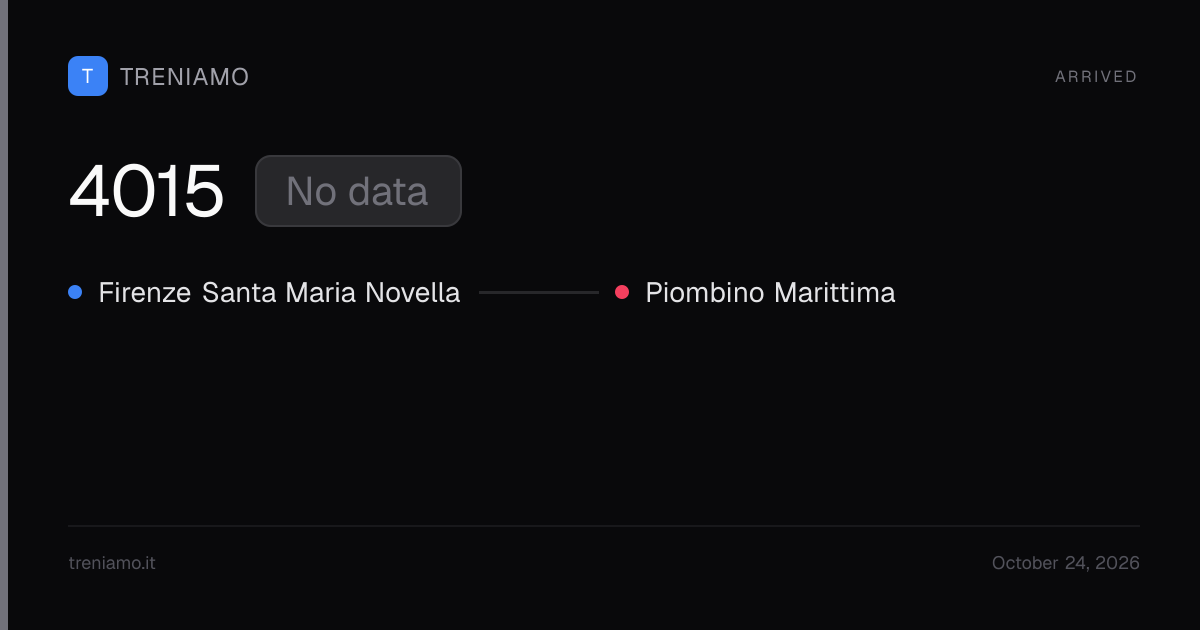 Regionale 4015 today: schedule, delay, stops live | Treniamo