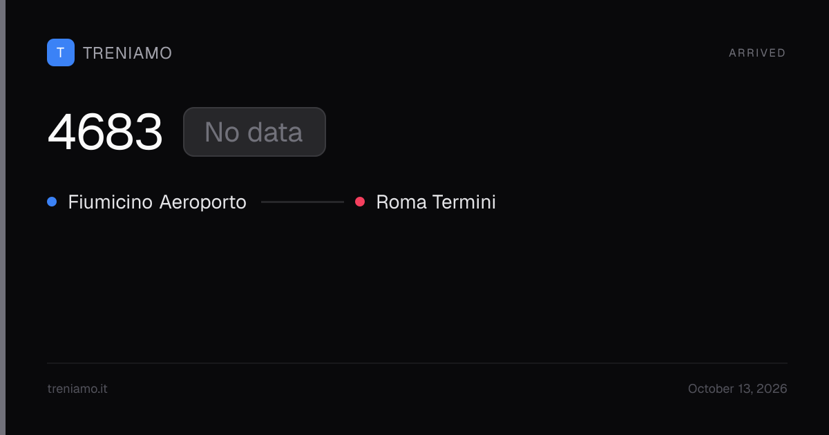 Regionale 4683 today: schedule, delay, stops live | Treniamo