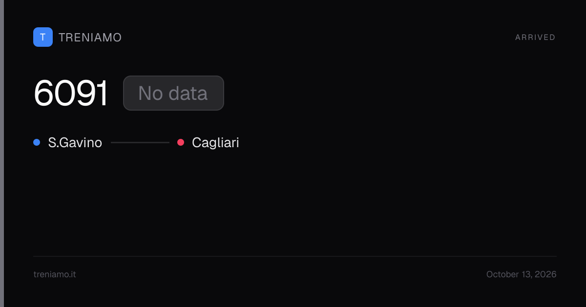 Regionale 6091 today: schedule, delay, stops live | Treniamo
