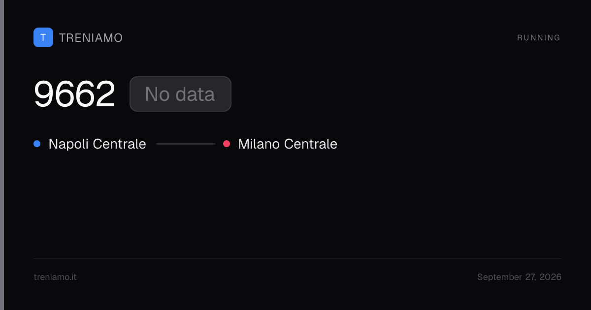 Frecciarossa high-speed train 9662 today: live times, delay