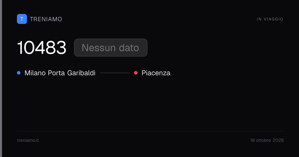 Regionale 10483 oggi: orari, ritardo, fermate in tempo reale | Treniamo