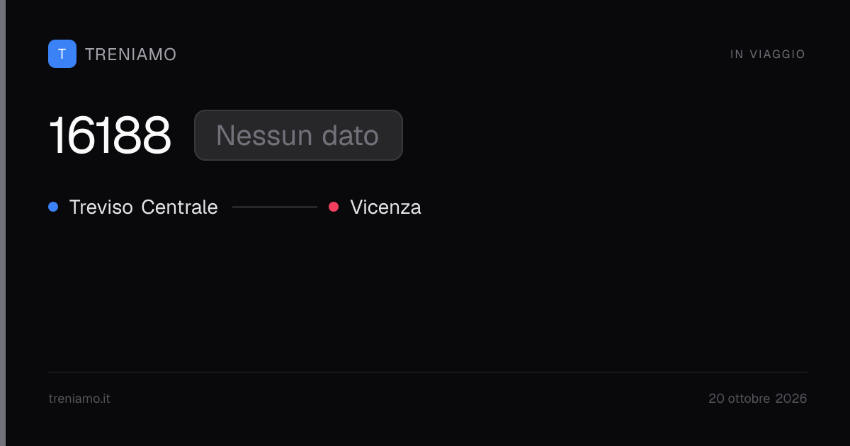 Regionale 16188 oggi: orari, ritardo, fermate in tempo reale | Treniamo