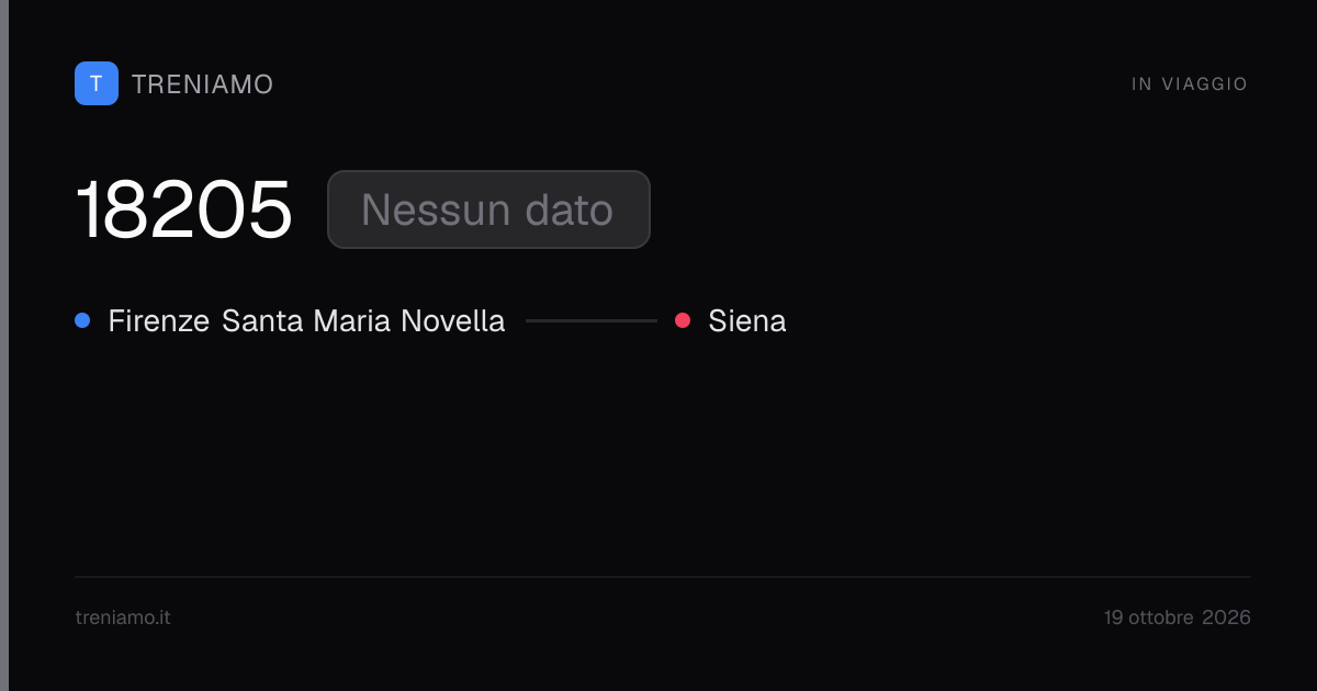 Regionale 18205 oggi: orari, ritardo, fermate in tempo reale | Treniamo