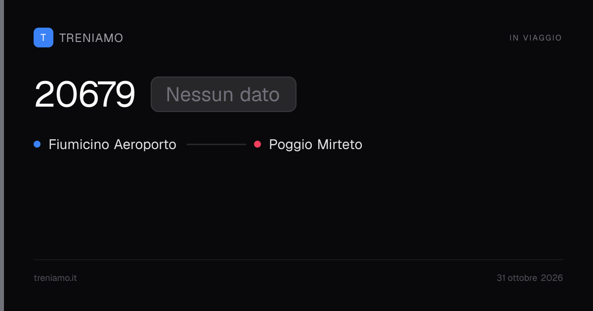 Regionale 20679 oggi: orari, ritardo, fermate in tempo reale | Treniamo
