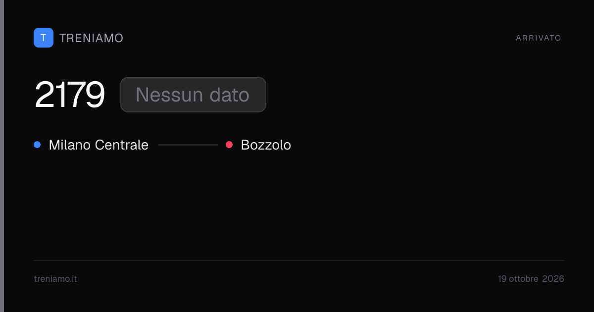 Regionale 2179 oggi: orari, ritardo, fermate in tempo reale | Treniamo
