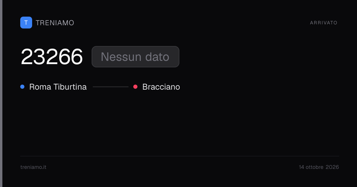 Regionale 23266 oggi: orari, ritardo, fermate in tempo reale | Treniamo
