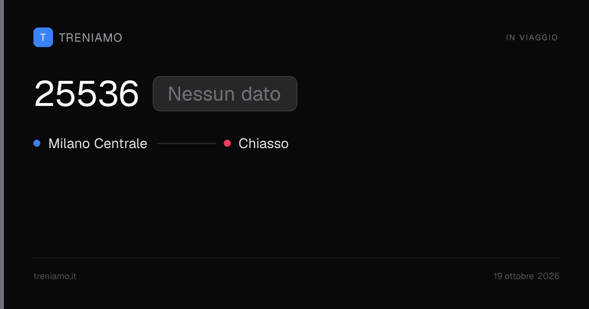 Regionale 25536 oggi: orari, ritardo, fermate in tempo reale | Treniamo