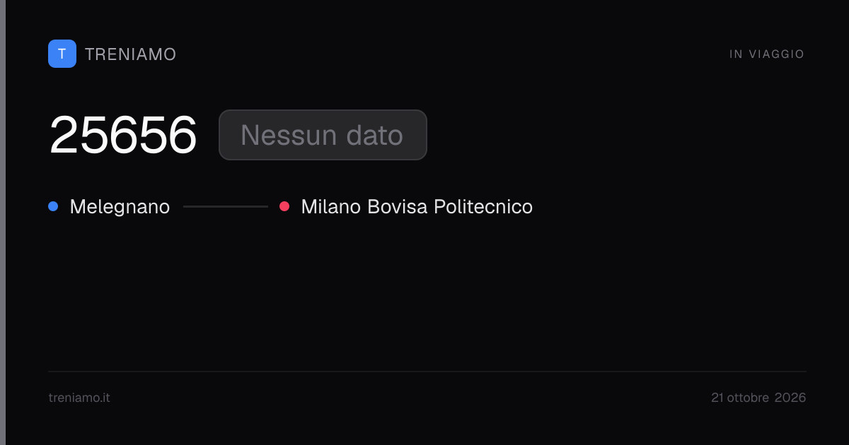 Regionale 25656 oggi: orari, ritardo, fermate in tempo reale | Treniamo