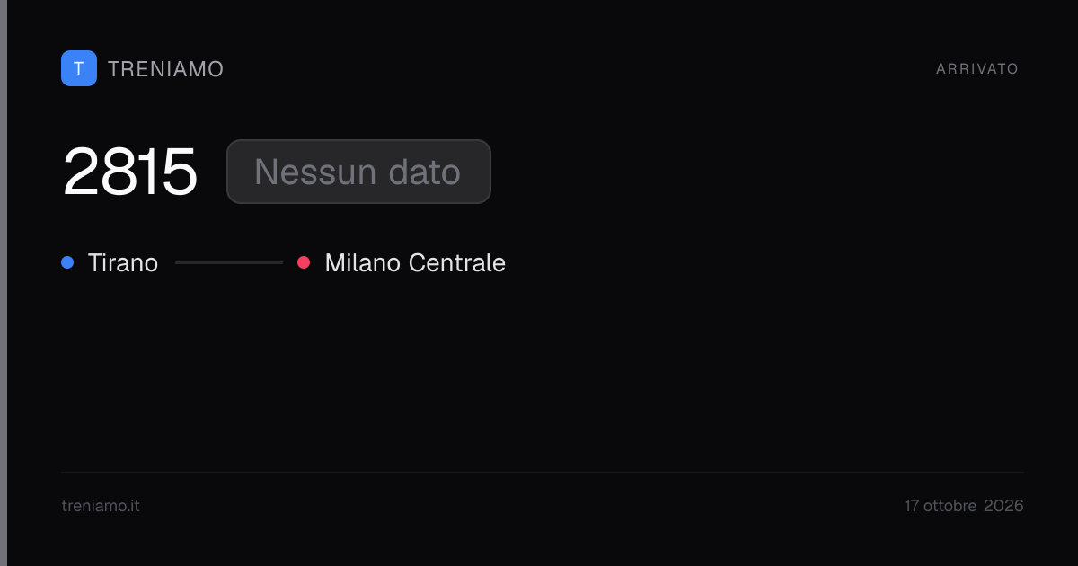Regionale 2815 oggi: orari, ritardo, fermate in tempo reale | Treniamo
