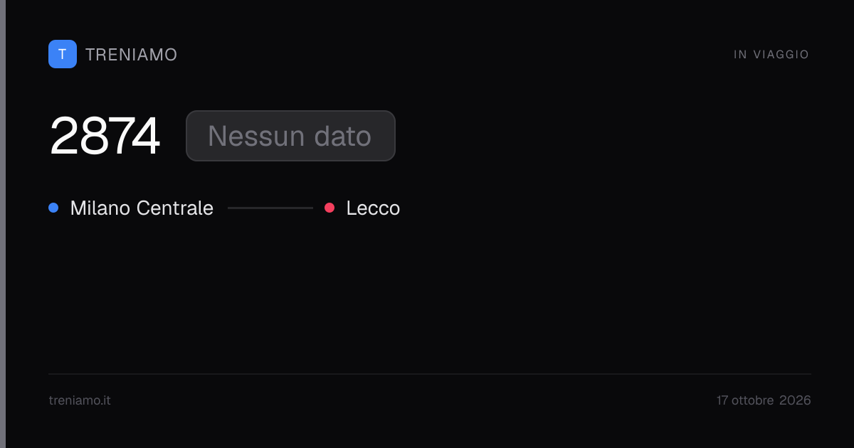 Regionale 2874 oggi: orari, ritardo, fermate in tempo reale | Treniamo