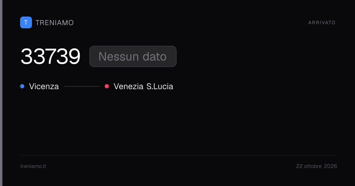 Regionale 33739 oggi: orari, ritardo, fermate in tempo reale | Treniamo