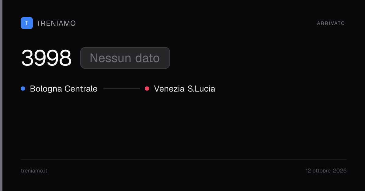 Regionale 3998 oggi: orari, ritardo, fermate in tempo reale | Treniamo