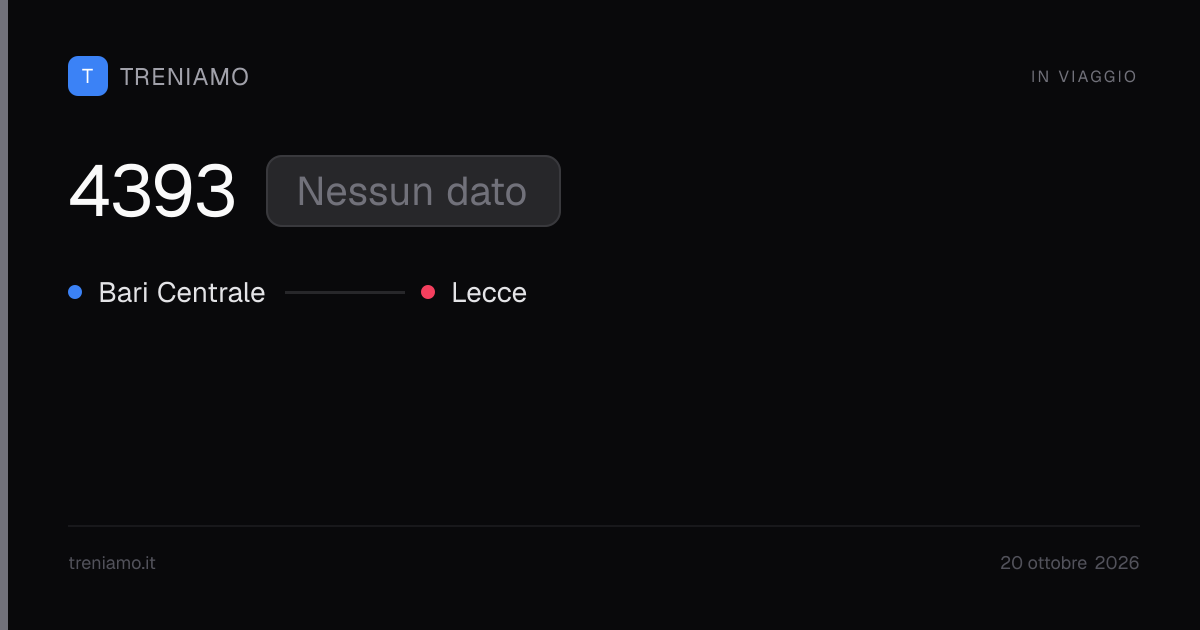 Regionale 4393 oggi: orari, ritardo, fermate in tempo reale | Treniamo