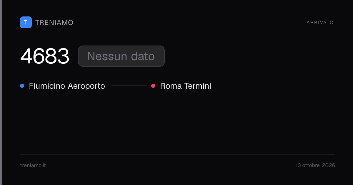 Regionale 4683 oggi: orari, ritardo, fermate in tempo reale | Treniamo