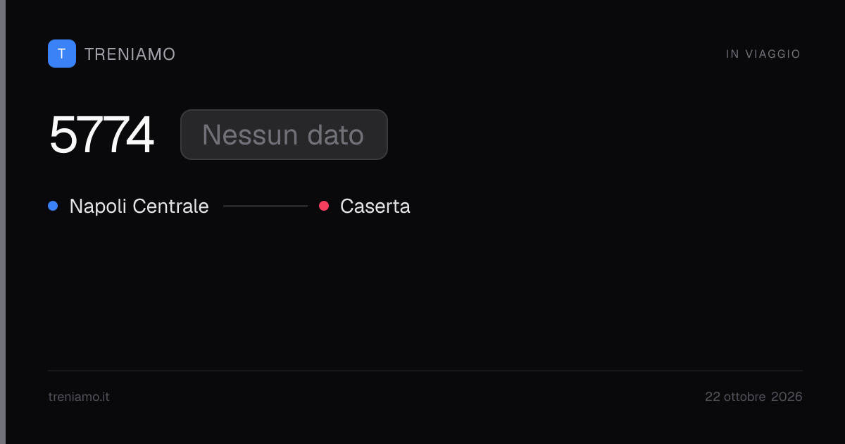 Regionale 5774 oggi: orari, ritardo, fermate in tempo reale | Treniamo