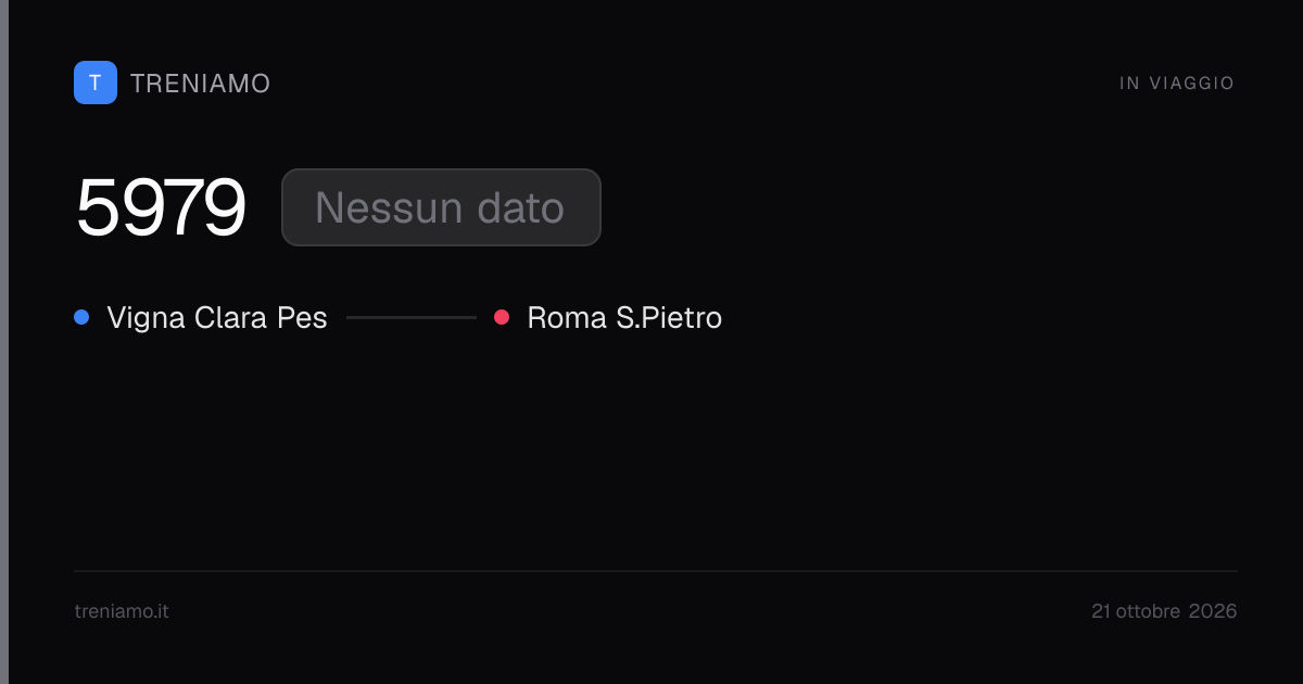 Regionale 5979 oggi: orari, ritardo, fermate in tempo reale | Treniamo