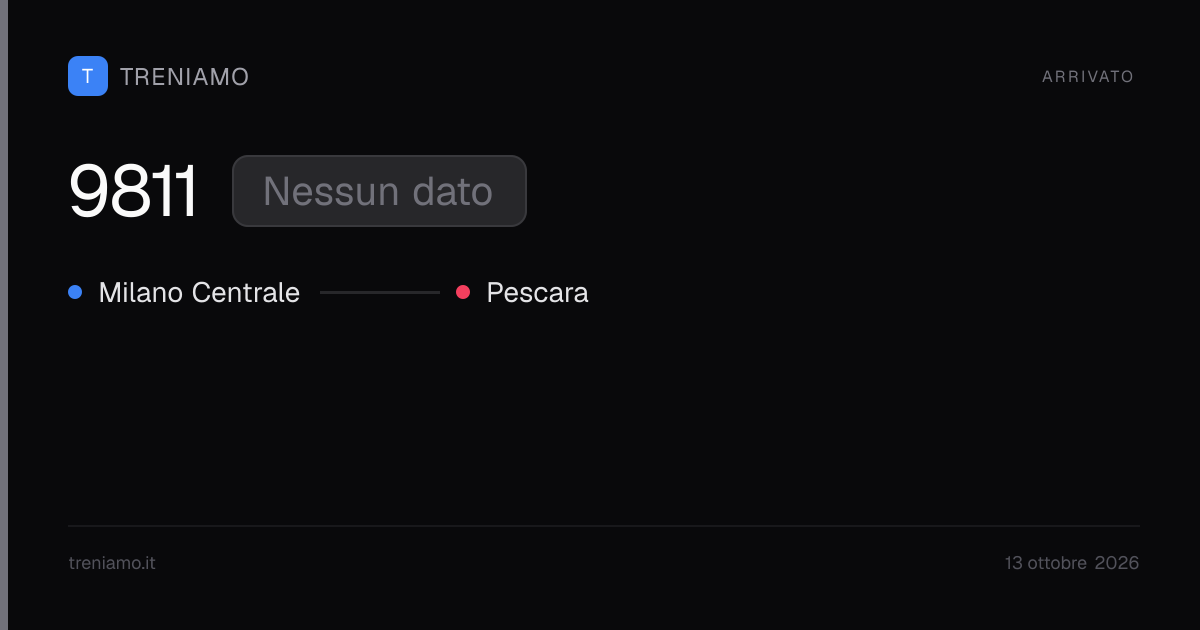 Frecciarossa 9811 oggi: orari, ritardo, fermate in tempo reale | Treniamo